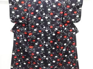 アンティーク　木綿本場久留米絣　果実模様単衣着物